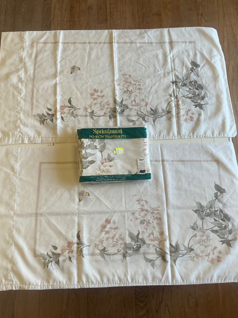 NIP Springmaid Vintage Queen Flat Sheet Key Largo Floral + 2 King pillowcases